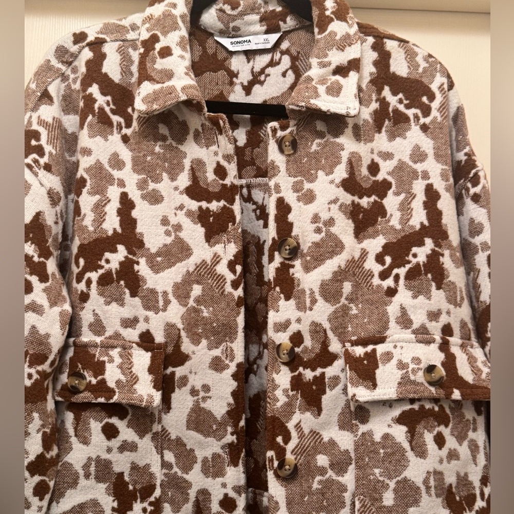 Like New Women’s Sonoma Cow Print Jacket Size XXL - Picture 2 of 6